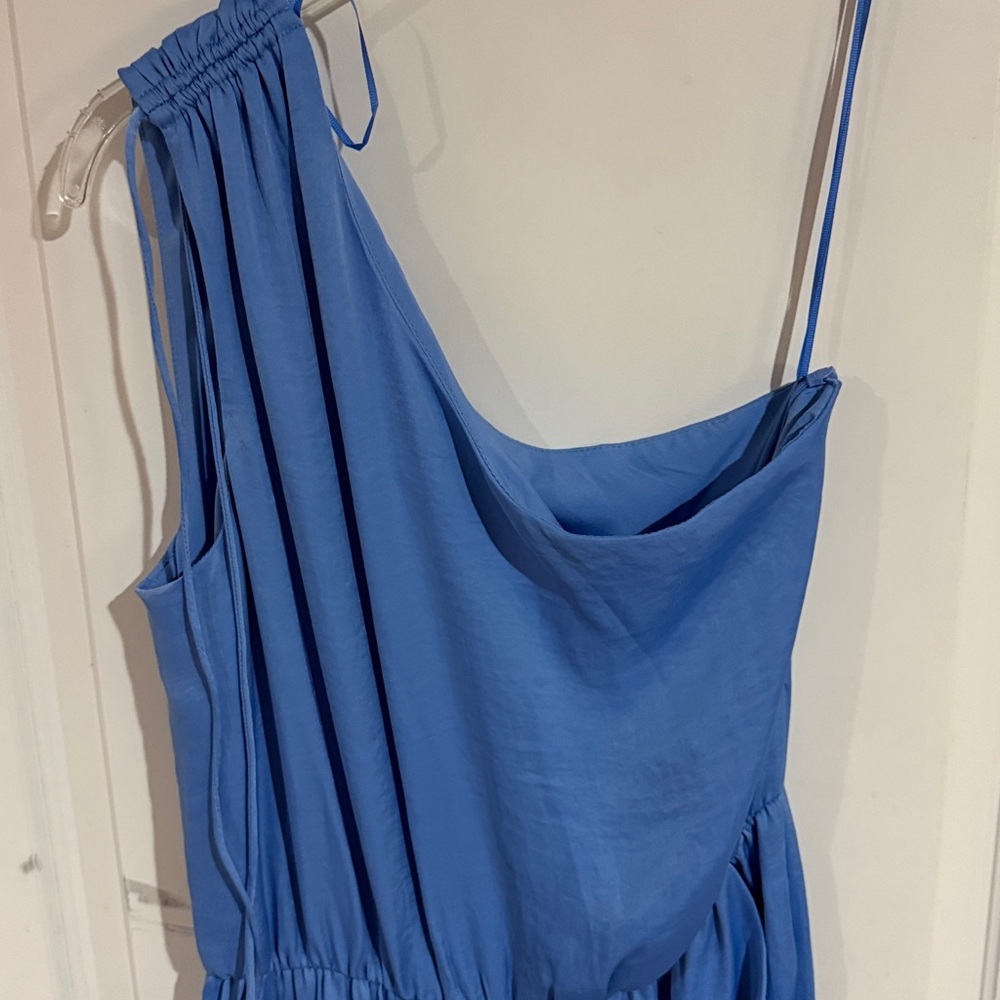 Steve Madden Adele One-Shoulder Blue Jumpsuit - Picture 3 of 10